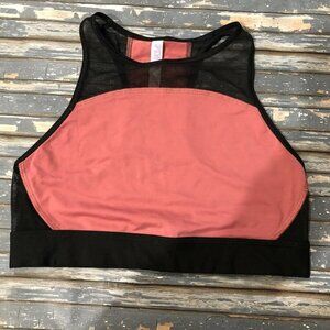 VICTORIA SECRET PINK Crop Haut Court Sport Bra Rose and Black Size Medium